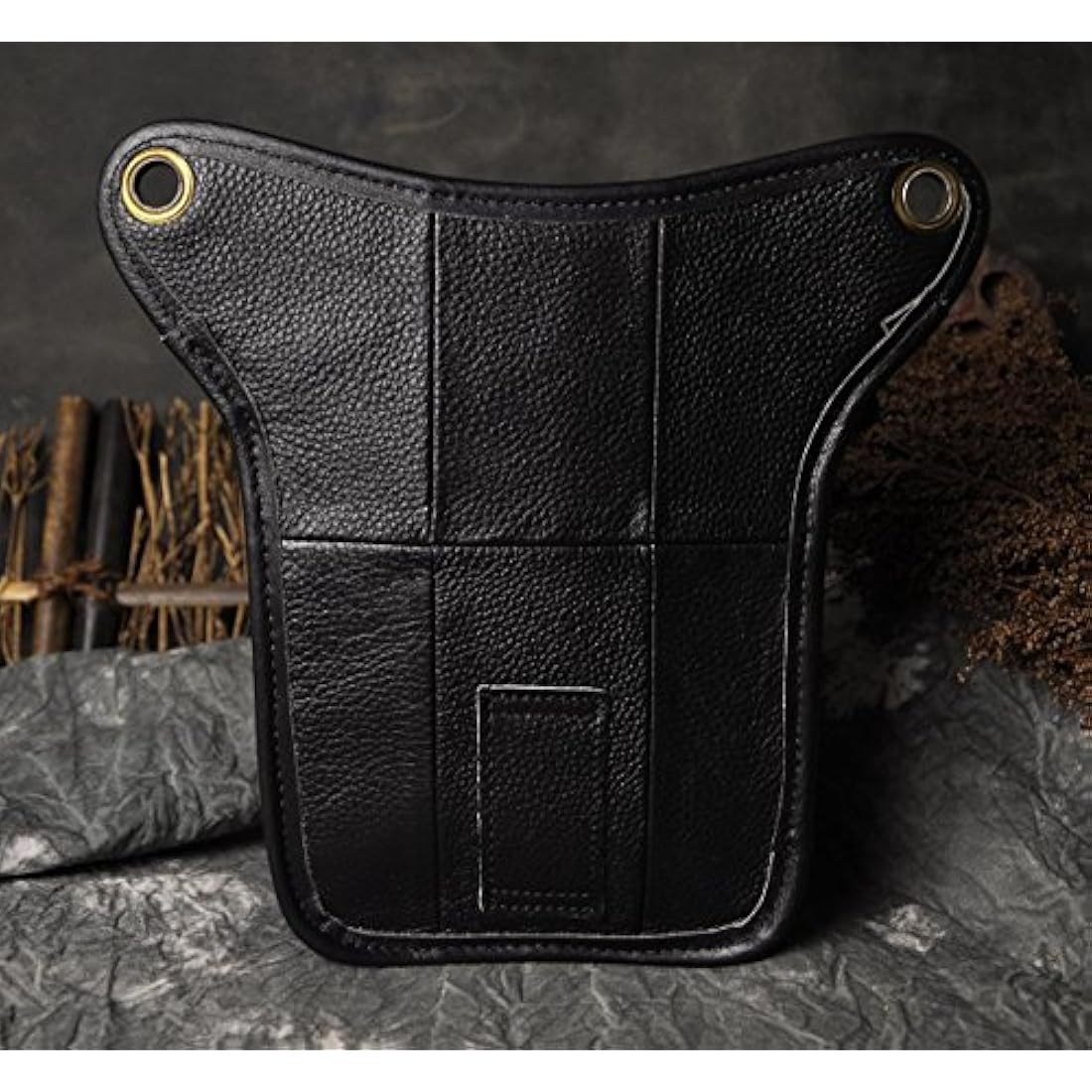 Le'aokuu Mens Genuine Leather Messenger Motorcycle Outdoor Hip Bum Fanny Belt Waist Pack Drop Leg Thigh Bag 211-1