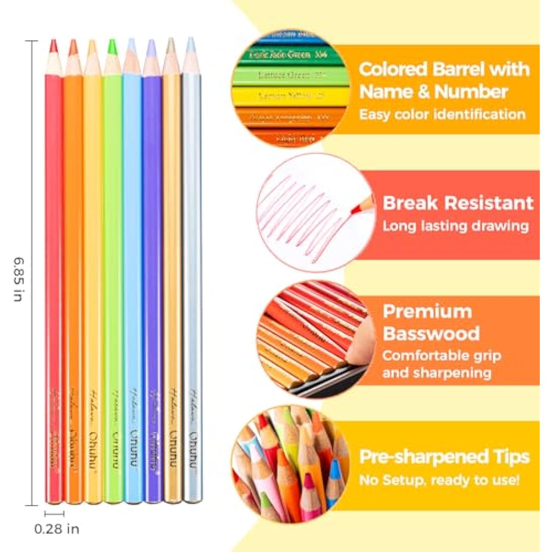 Ohuhu Colouring Pencils, 72 Blendable High Pigmentation Soft and Thick Core 4mm Oil-based Lead Coloured Pencils for Professionals Artists Adults Students Drawing Sketching Portrait - Halawa Series
