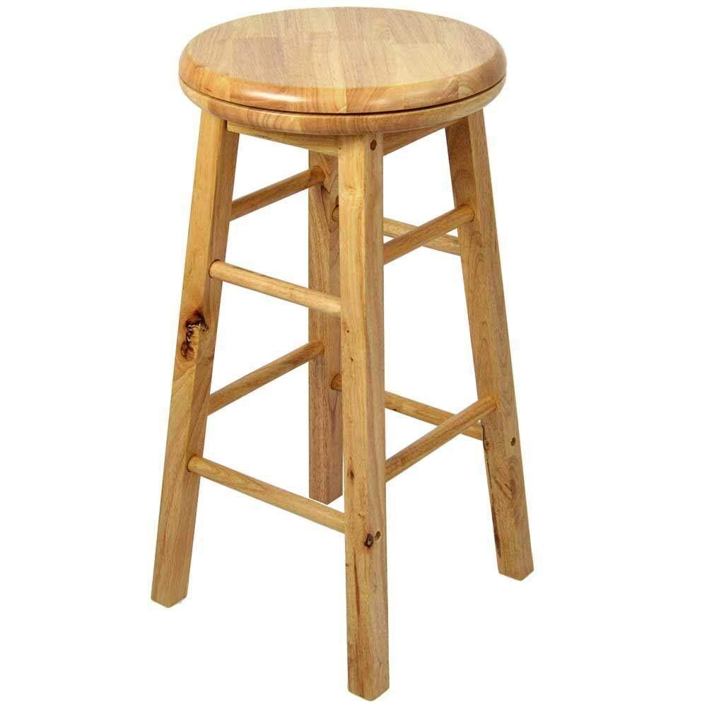 Chef Vida Modern 360° Swivel Breakfast Bar Stool for Kitchen Counters, Natural Wood