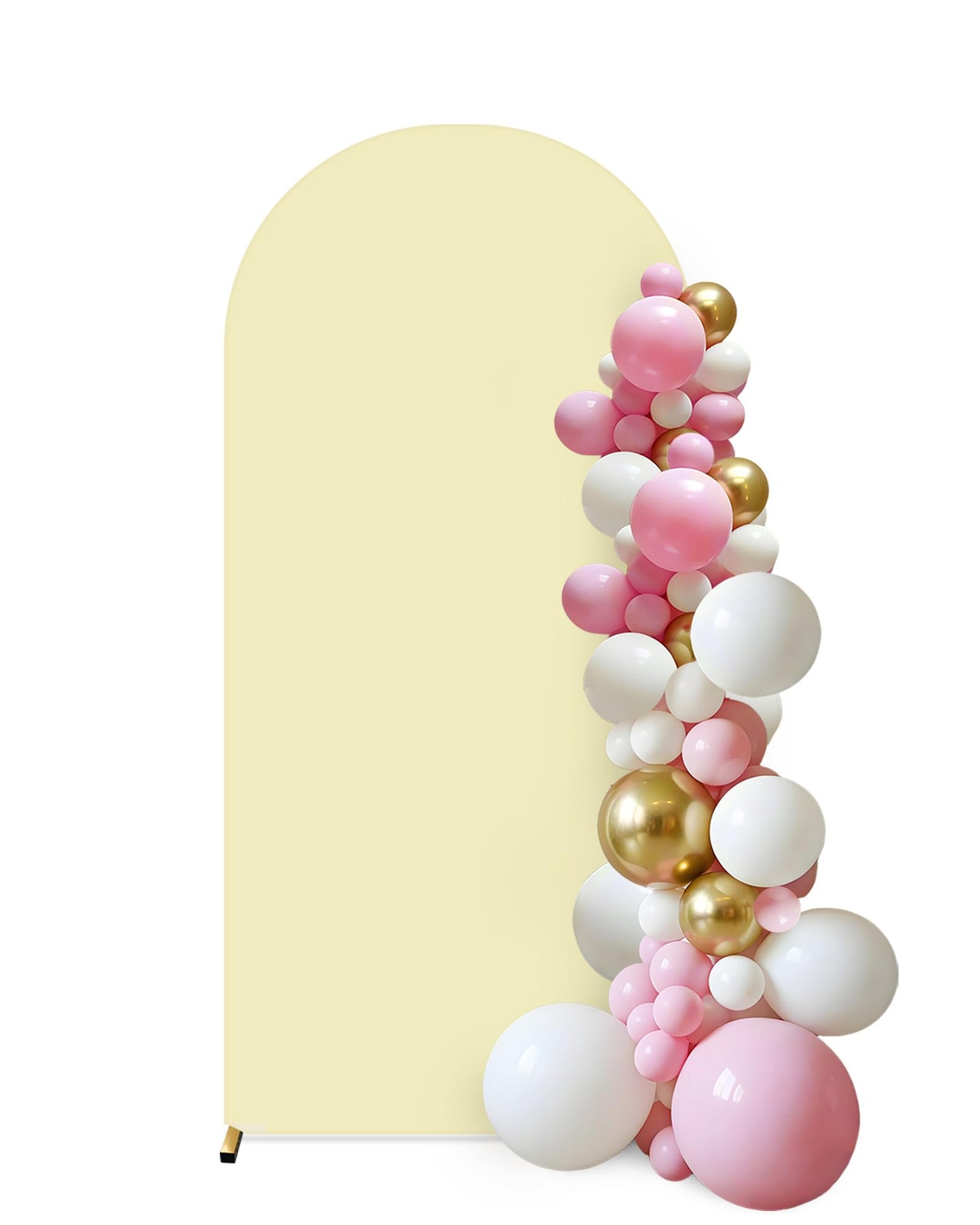 JEBUTU 0.8x1.8m Wedding Arch Cover Backdrop, Beige Double-sided Elastic Spandex Fitted Arch Cover for Round Top Backdrop Stand Covers for Wedding