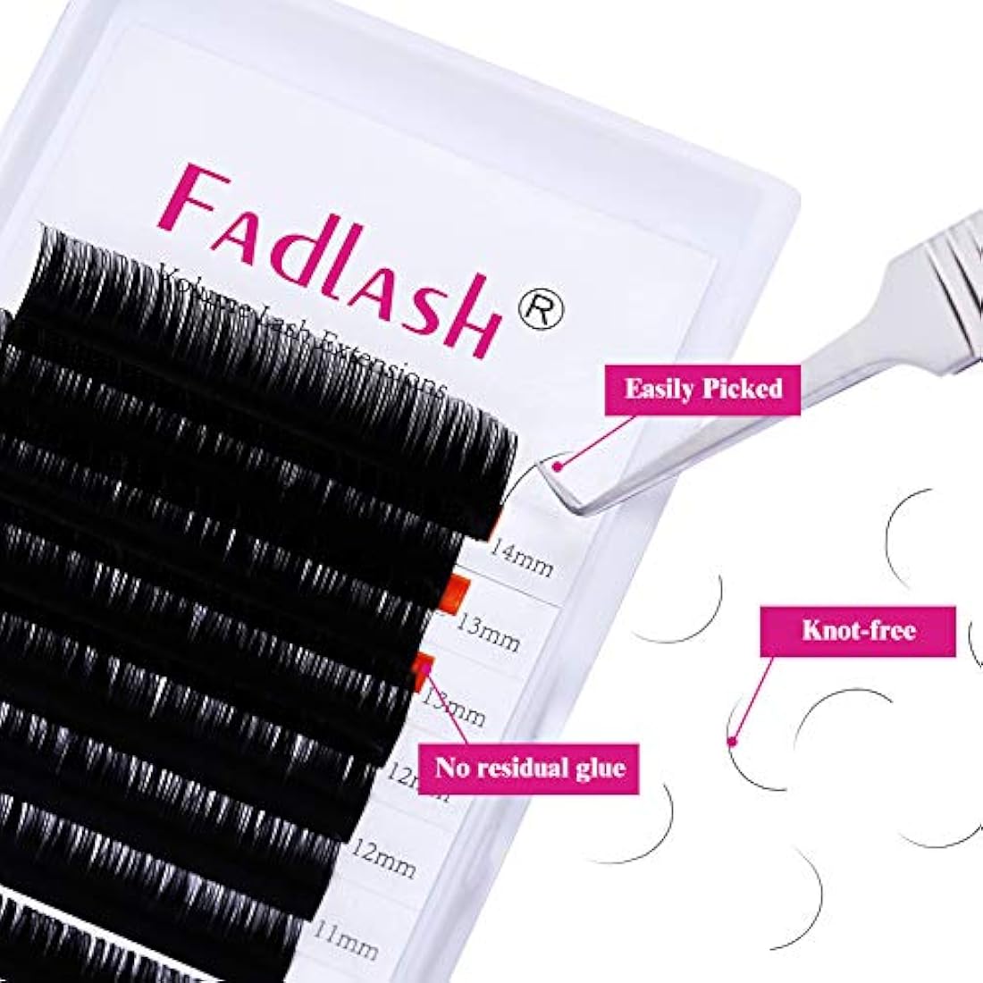 Eyelash Extensions 0.10mm C Curl Mix 8-14mm Fadlash Classic Lash Extensions 1:1 Individual Classic Eyelashes Black Matte Single Lashes Extension Professional