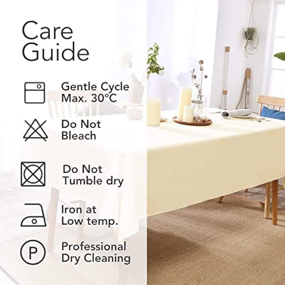Deconovo Home Decorative Oxford Wipeable Tablecloth Rectangle Water Resistant Tablecloth for Chipboard Table 130x220cm(51x87in) Beige