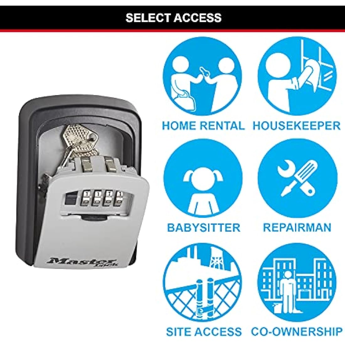 Master Lock Key Safe, 5401EURD, Wall Mounted, Medium, Strong Aluminium Weather Resistant Construction - Mounting Hardware Included