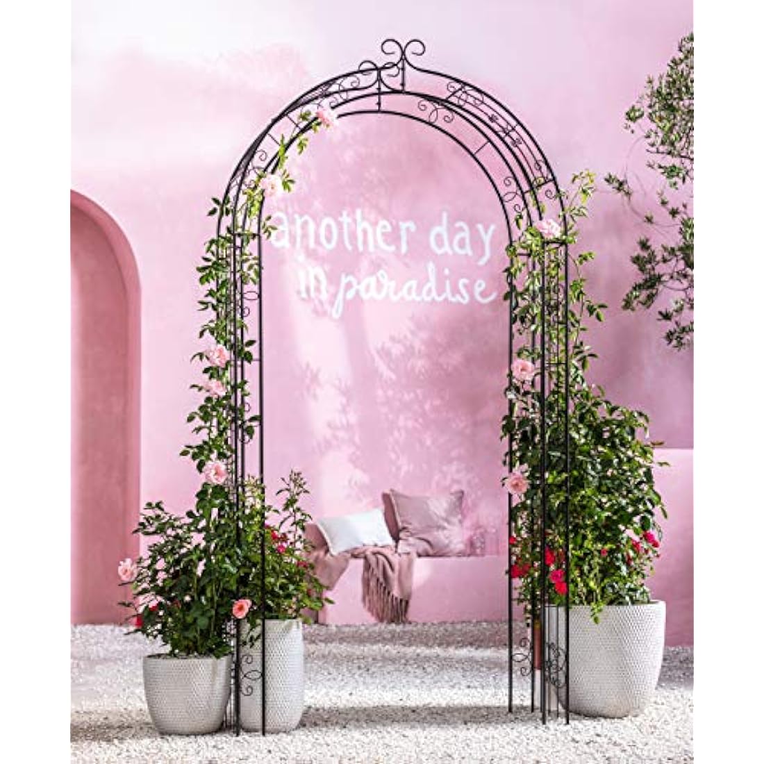 Dehner metal rose arch Belmont, 238 x 120 x 38 cm – black