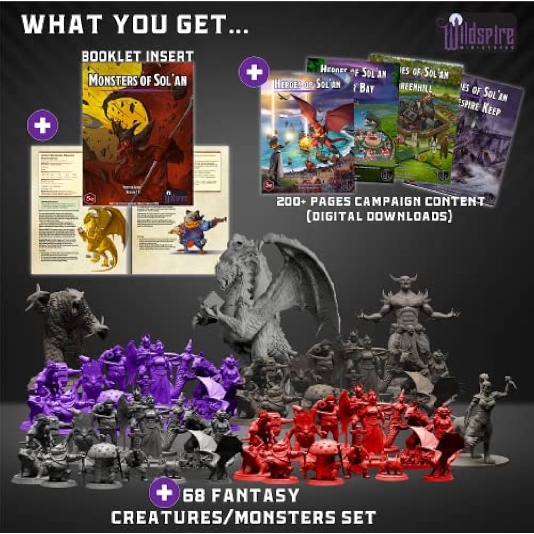 Wildspire Fantasy Miniatures & Bookish Dragon for DND Miniatures Monsters DND 28mm-32mm Bulk Dungeons & Dragons Miniatures D&D Miniatures Monsters DND Minis DND Figures Starter Pathfinder Miniatures