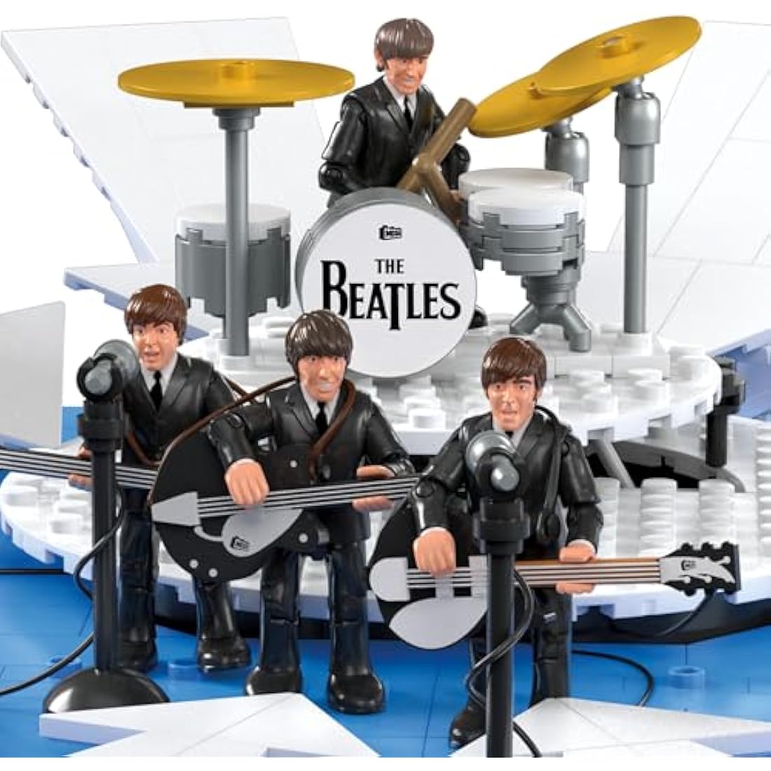 MEGA The Beatles Building Set with 681 Pieces, 4 Poseable Action Figures and Ed Sullivan Stage, with LED Lights, for Adult Collectors, HVH42