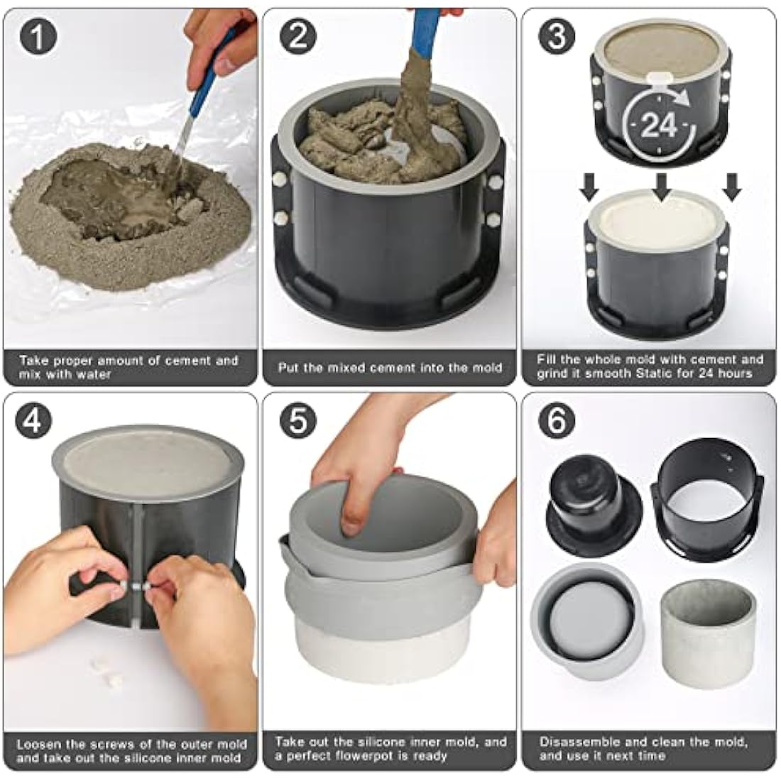 Osilifen Big Round Silicone Planter Mold, 7 Inch Large Round Concrete Molds for Cylinder Flower Pot Making, DIY Handcraft