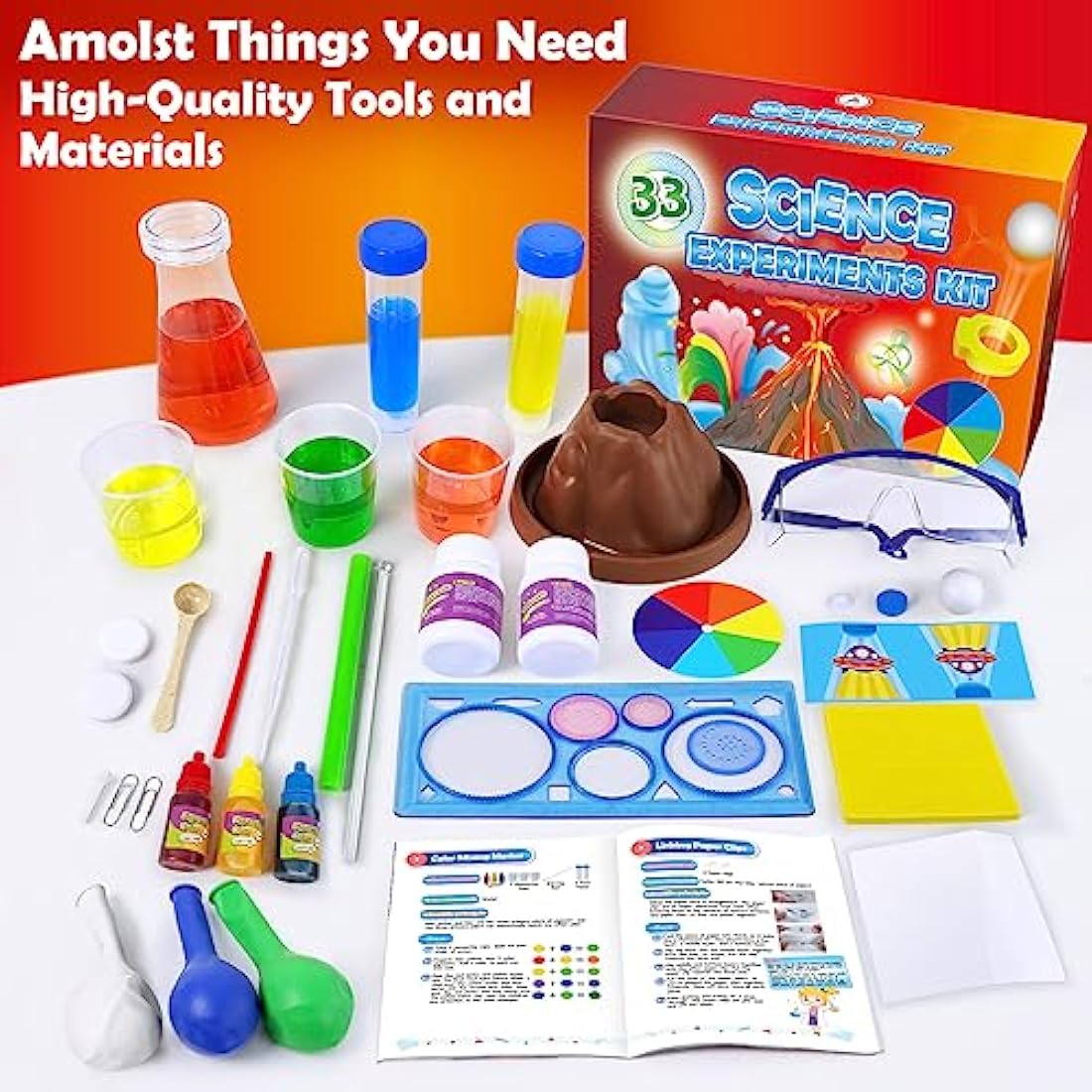 UNGLINGA 33 Experiments Science Kit for Kids, Science Project STEM Learning Educational Toys Gifts for Boys Girls, Chemistry Set, Volcano Erupting