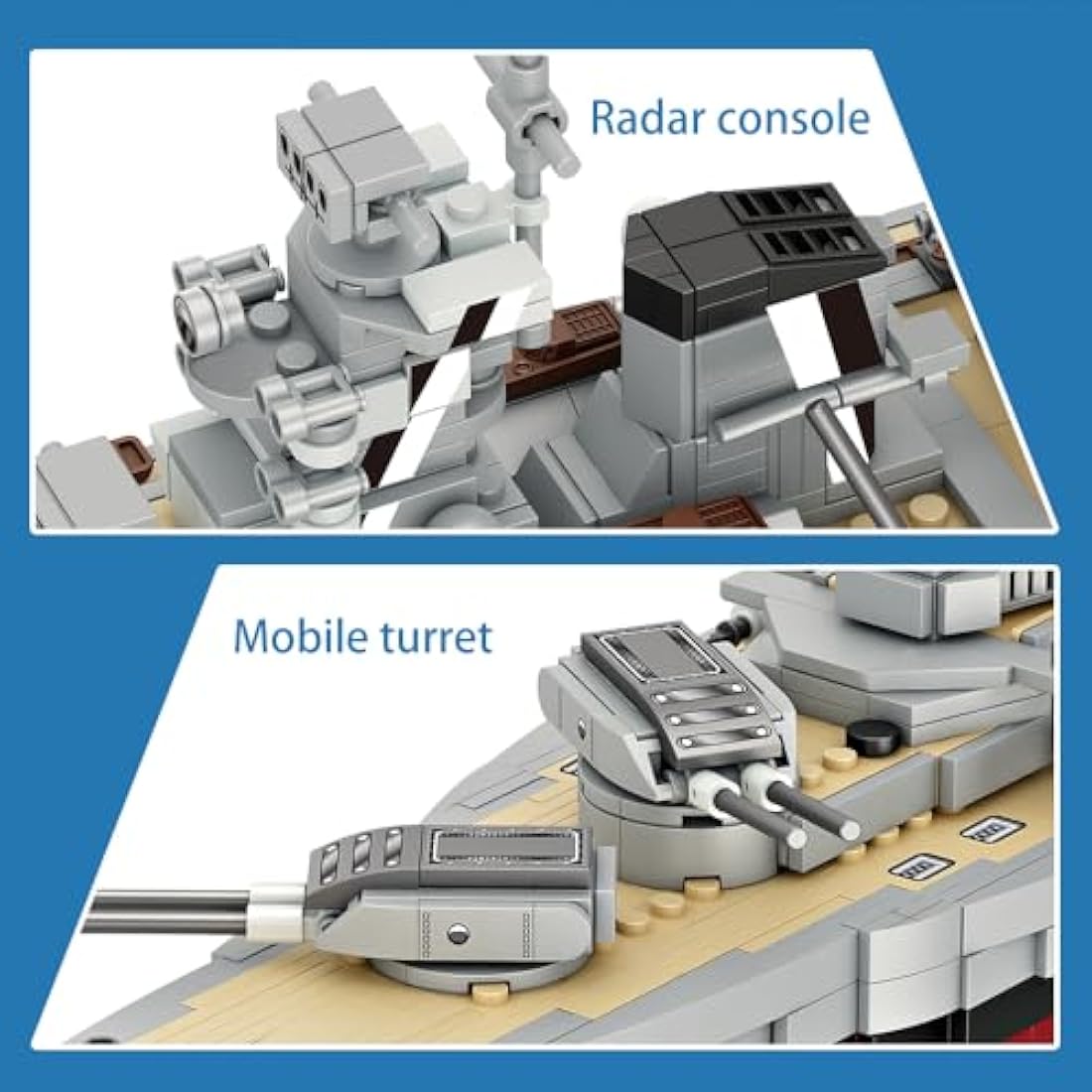 MISINI Technik FC4201 German Battleship Bismarck Clamping Blocks, 2081 PCS/MOC Large WWII German Military Warship Marine Battleship Model for Adults, Compatible with Major Brands
