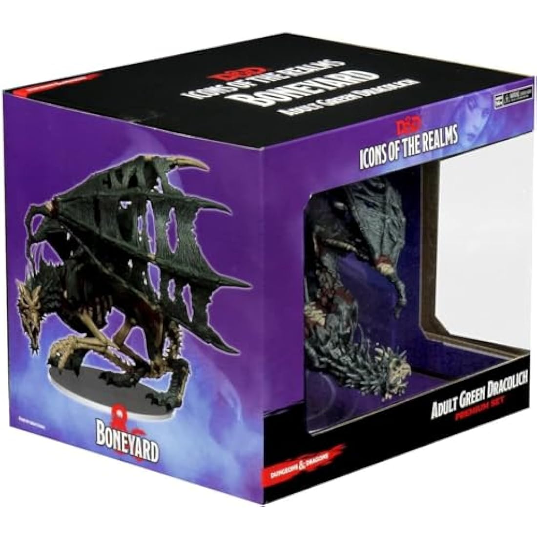 WizKids Dungeons and Dragons Icons of the Realms - Boneyard, Adult Green Dracolich, DnD Miniatures