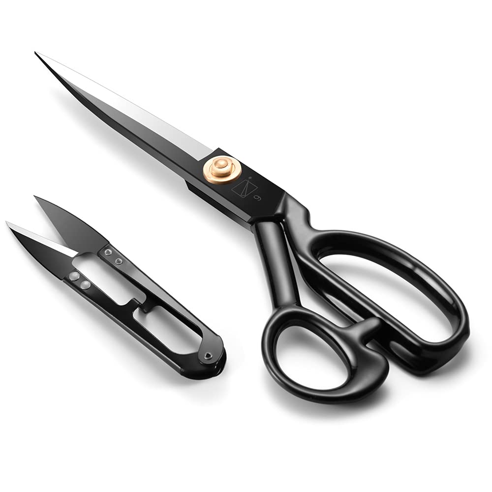 Dressmaking Scissors 9 Inch(24CM) - Fabric Sewing Scissors Razor Sharp High Carbon Steel Tailor's Shears for Cutting Fabrics, Leather, Material,