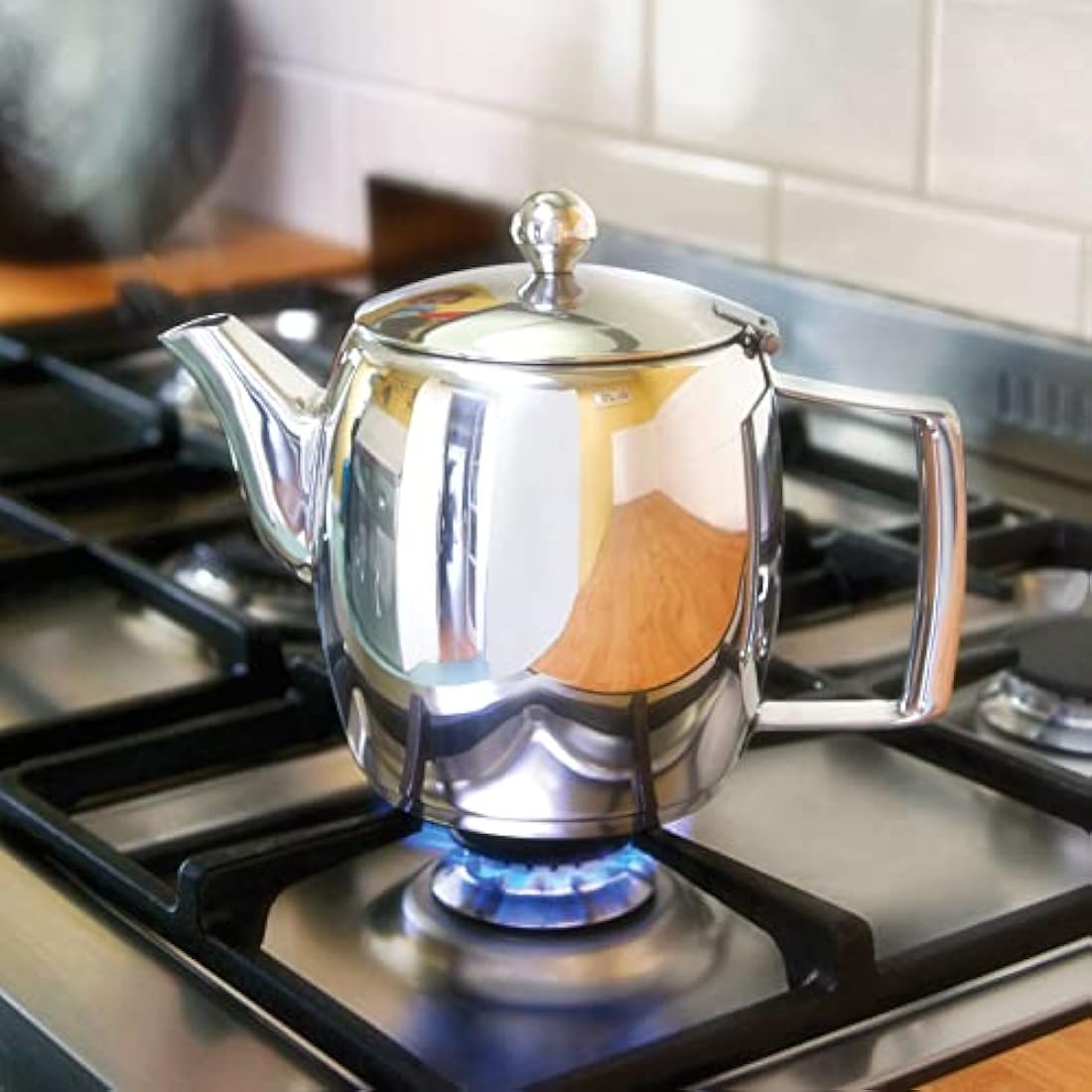 Judge Hob Top Teapot Stainless Steel, Induction Ready Stovetop Tea Kettle, Stay Cool Handle, Non-Drip Spout Large 1L