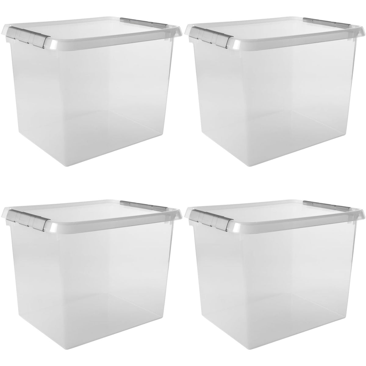 Sunware Comfort Line Storage Box 52L 50 x 40 x 38 cm Set of 4 Plastic Storage Boxes with Lids, Suitable for Clothing, Toys, DIY Equipment and More