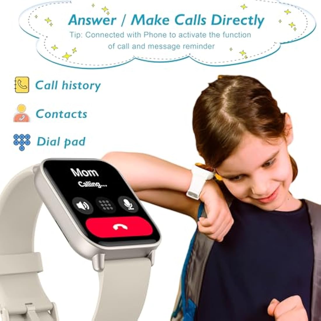 KALINCO Kids Smart Watch for Boys Girls Teens, IP68 Waterproof Swimming Smartwatch, 1.8'' Fitness Activity Tracker with 100 Sports, Make/Answer Call, Heart Rate/Sleep Monitor, Valentines Gift for Kids