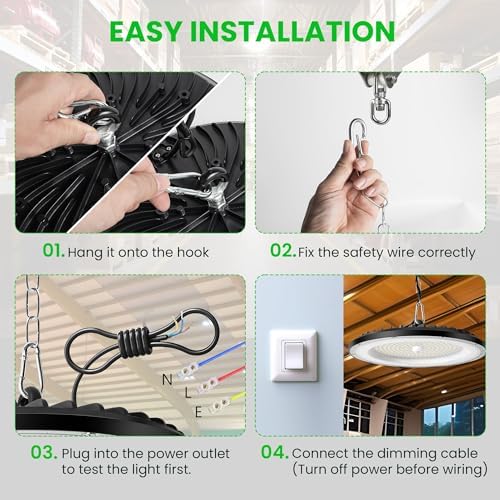 6 Pack 100W UFO LED High Bay Light 15000LM, 6000K Super Bright Workshop Lighting, IP65 Waterproof LED Garage Industrial Lights, Commercial Bay Lighting for Workshop, Warehouse, Garage, Factory