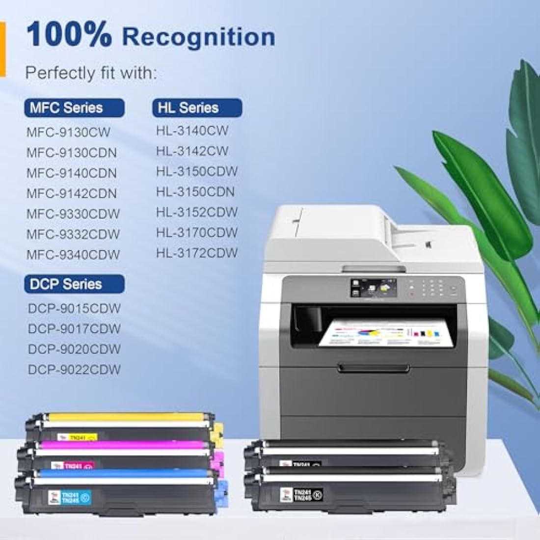 Palmtree TN241 TN245 Toner Replacement for Brother TN-241 TN-245 for Brother MFC 9332CDW Toner DCP 9022CDW MFC-9142CDN HL-3142CW DCP-9022CDW MFC-9332CDW DCP-9020CDW HL-3152CDW HL-3140CW (5-Pack)