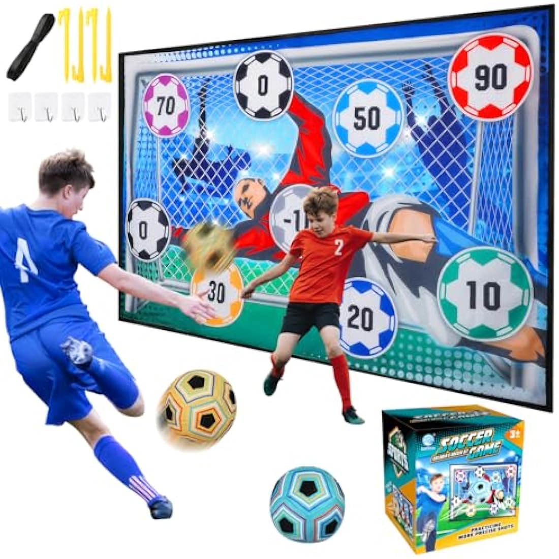 VATOS Football Ball Game Set for Kids, Indoor Outdoor Backyard Toss Football Goal Game with Balls, Foldable Flannel Goals, Birthday for 3 4 5 6 7 8 Year Old Boys Girls Sport Toy