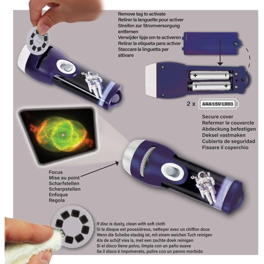 Brainstorm Toys Stem Space Torch and Projector – 24 NASA Images, Projects Clear Pictures up to 1 Metre Wide, Interactive Educational Kids Flashlight Toy