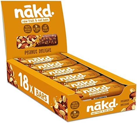 Nakd Peanut Delight Natural Fruit & Nut Bars - Vegan - Healthy Snack - Gluten Free - 35g x 18 bars