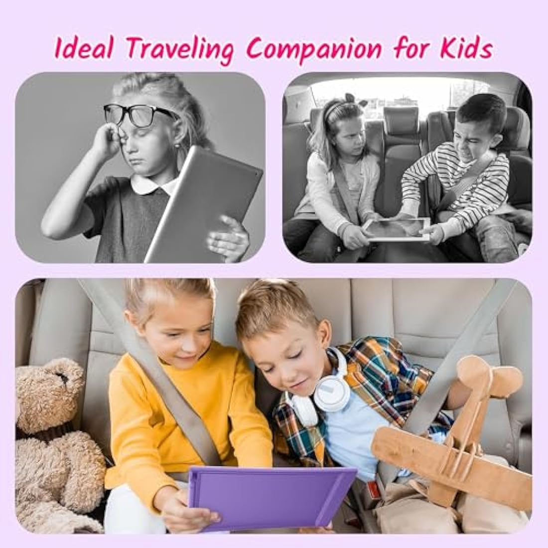 TECJOE 2 Pack LCD Writing Tablet, 10 Inch Colorful Doodle Board for Kids, Electronic Drawing Tablet Drawing Pads,Kids Travel Games Activity for Learning,Gifts for 3–6-Year-Old(Pink and Violet)