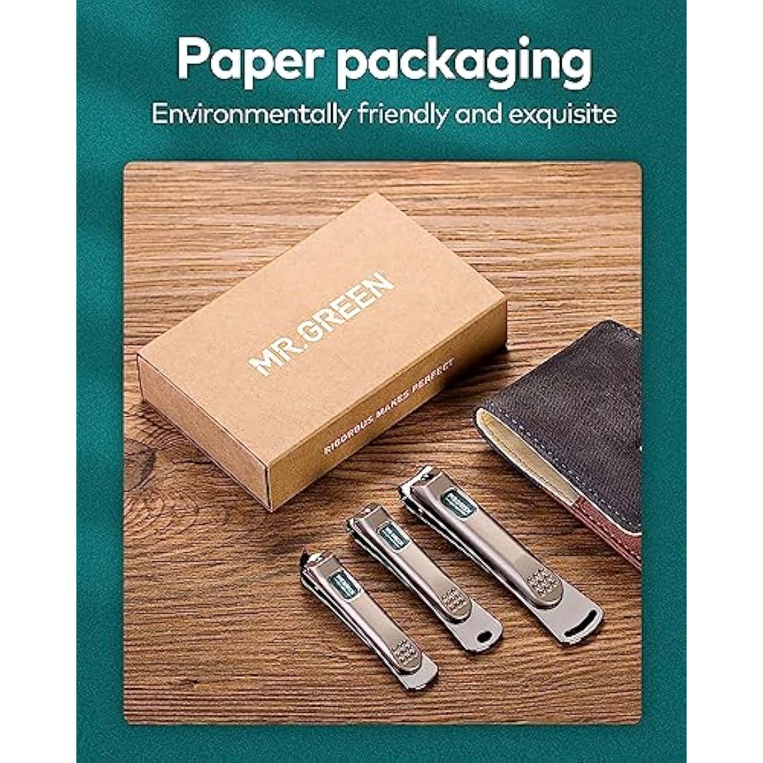 MR.GREEN Manicure Pedicure Sets, 3 Pcs Nail Clippers Set, German Premium Stainless Steel Nail Clippers Kit with High-end Leather Case, Professional Fingernail & Toe Nail Clippers for Men and Women
