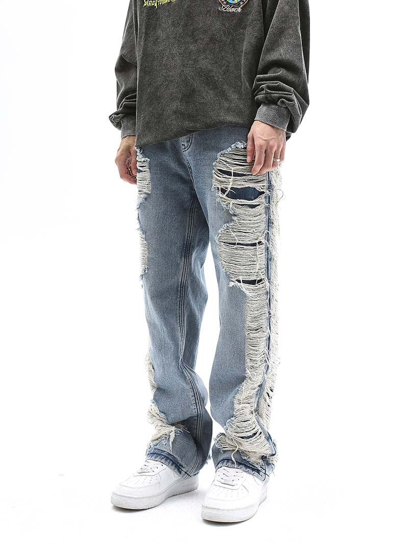 Distressed Cat Whisker Denim - Straight Fit