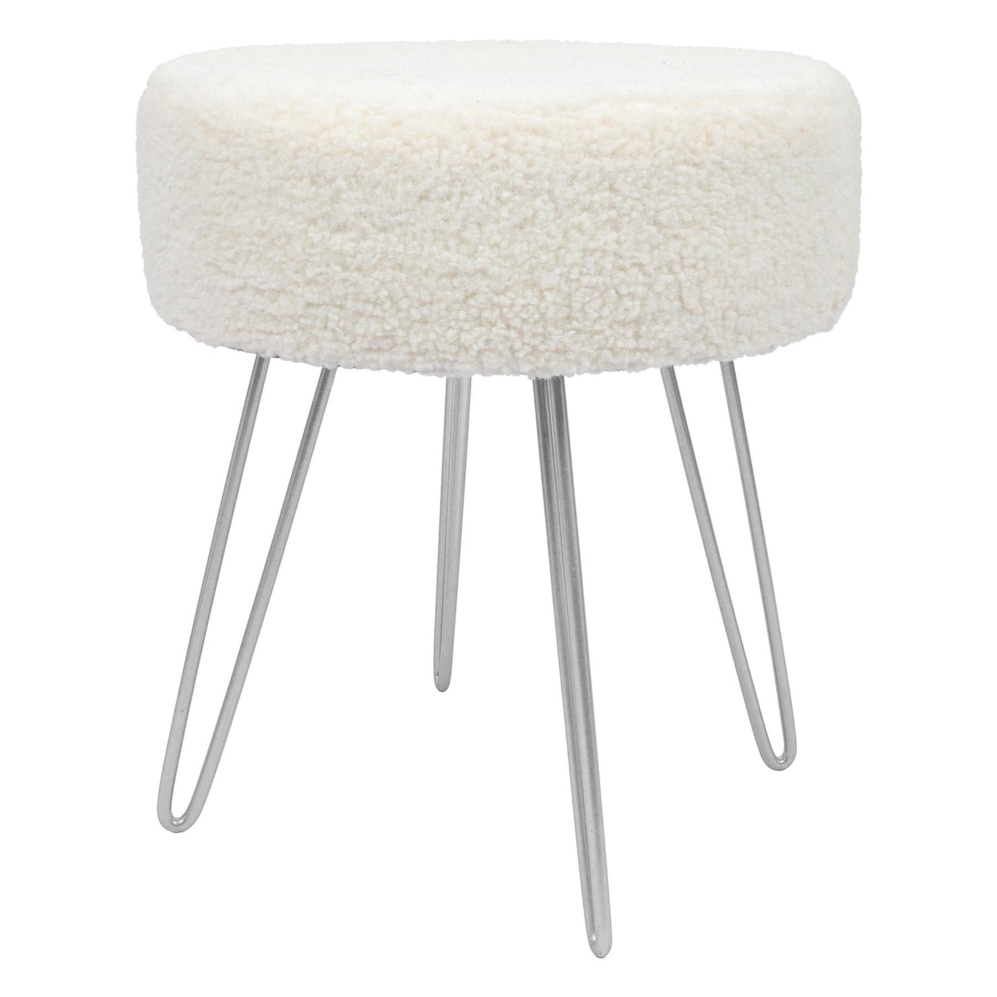 Cream H41 x D35cm Round Boucle Footstool