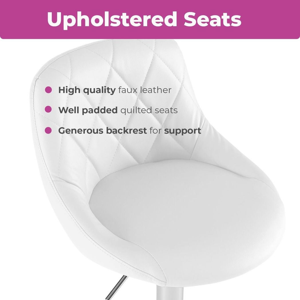 Neo Set of Two White Leather Bar Stools