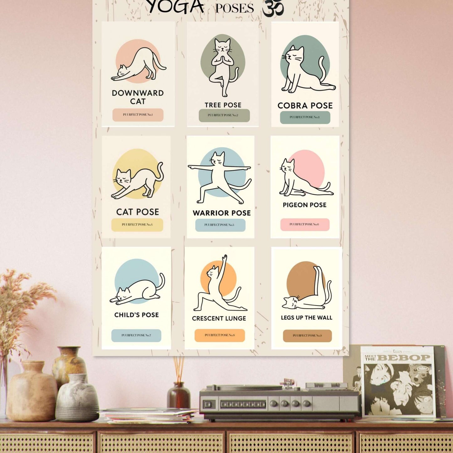 Funny Cat Yoga Wall Art