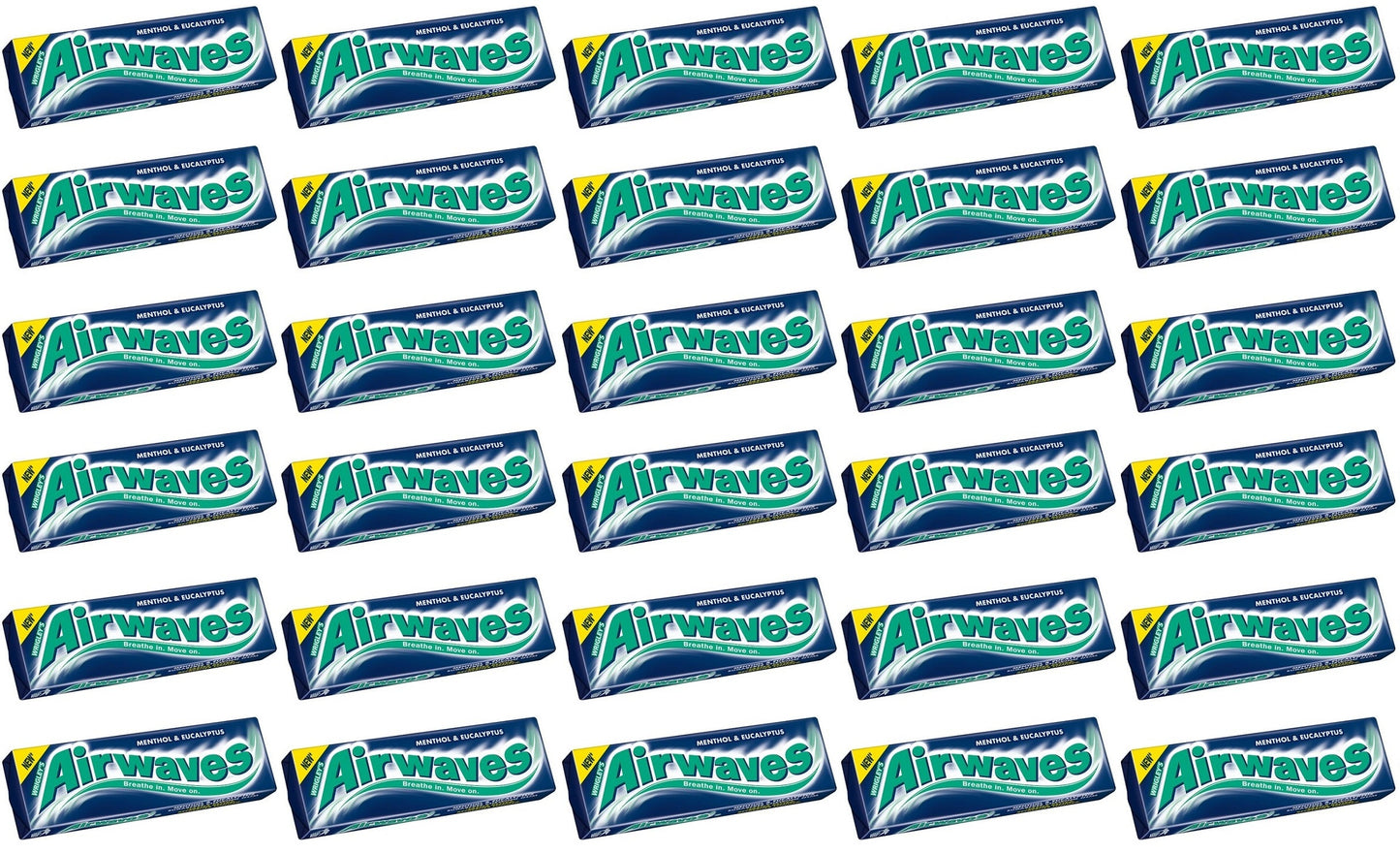 30 x Airwaves Menthol & Eucalyptus Sugarfree Chewing Gum 10 Pieces