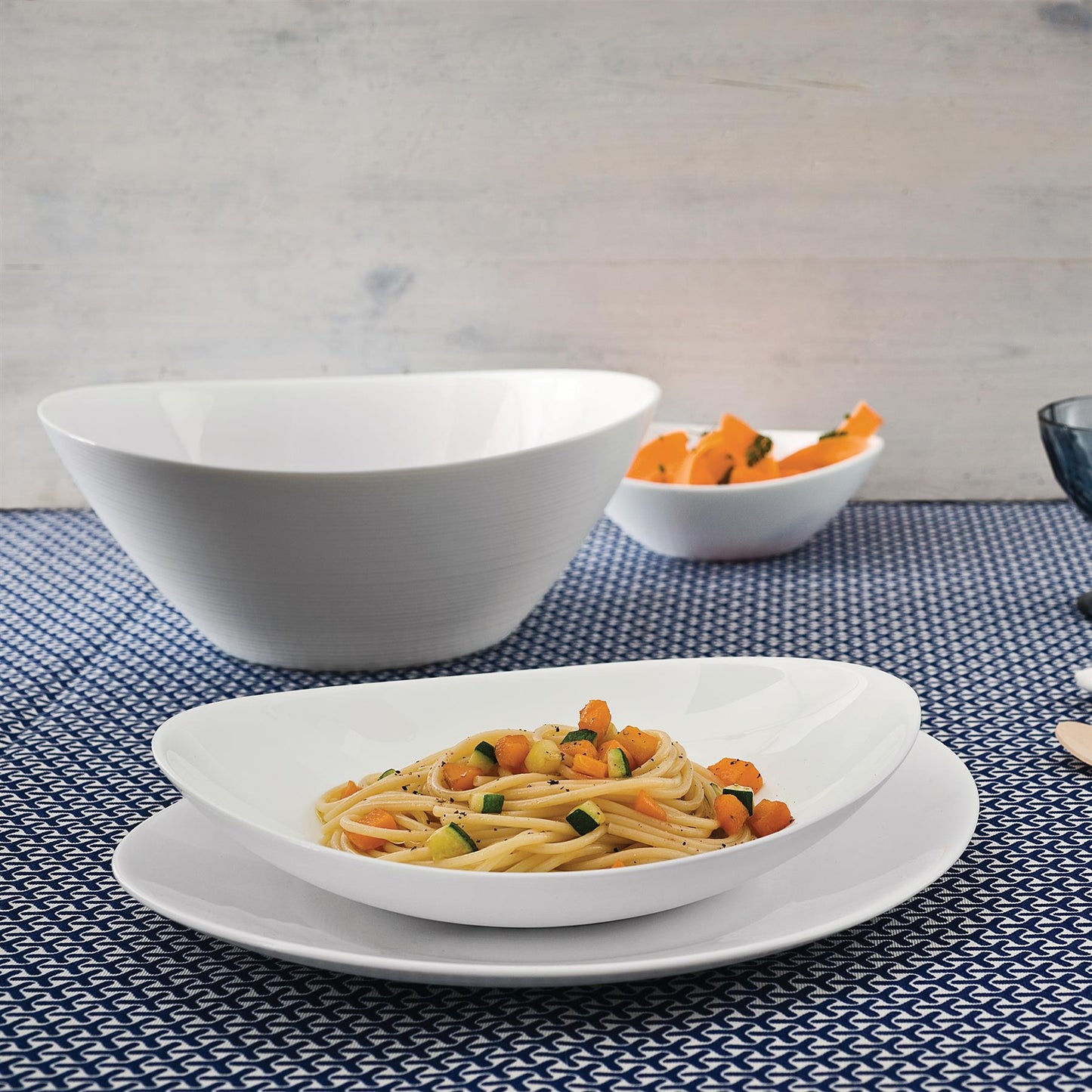 White 25cm Prometeo Oval Glass Salad Bowls - Pack of 6