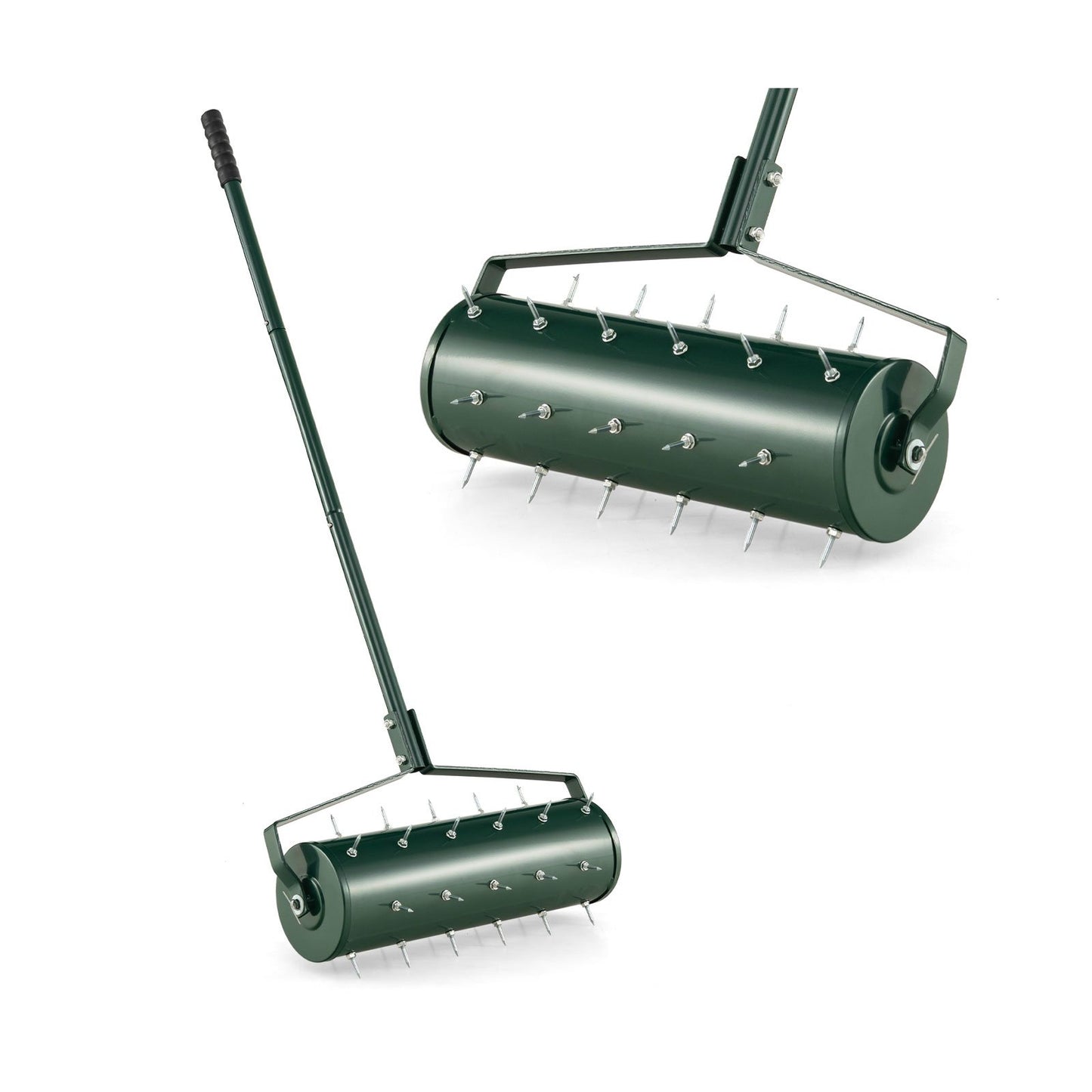 53cm Manual Lawn Aerator with 130cm Detachable Handle and Tine Spikes for Soil Loosening-Black