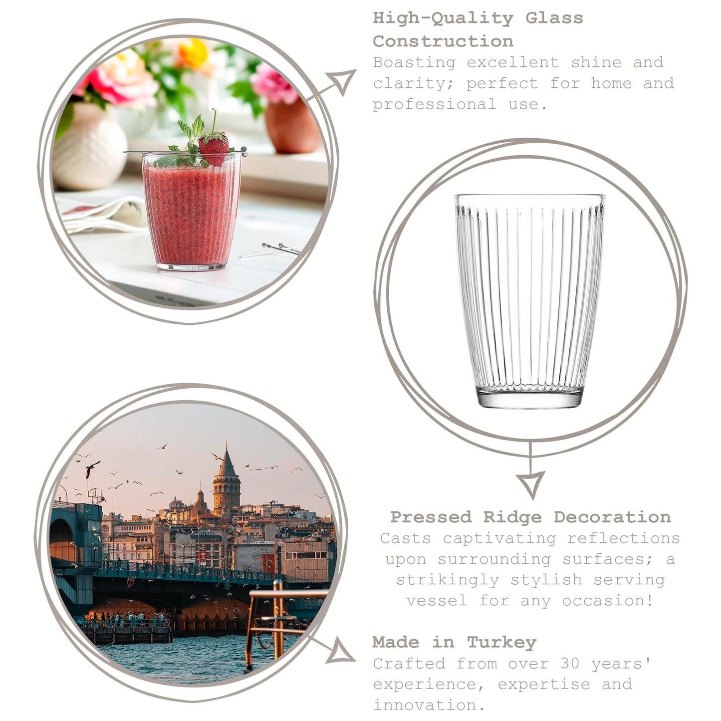 340ml Hestia Glass Tumblers - Pack of 6