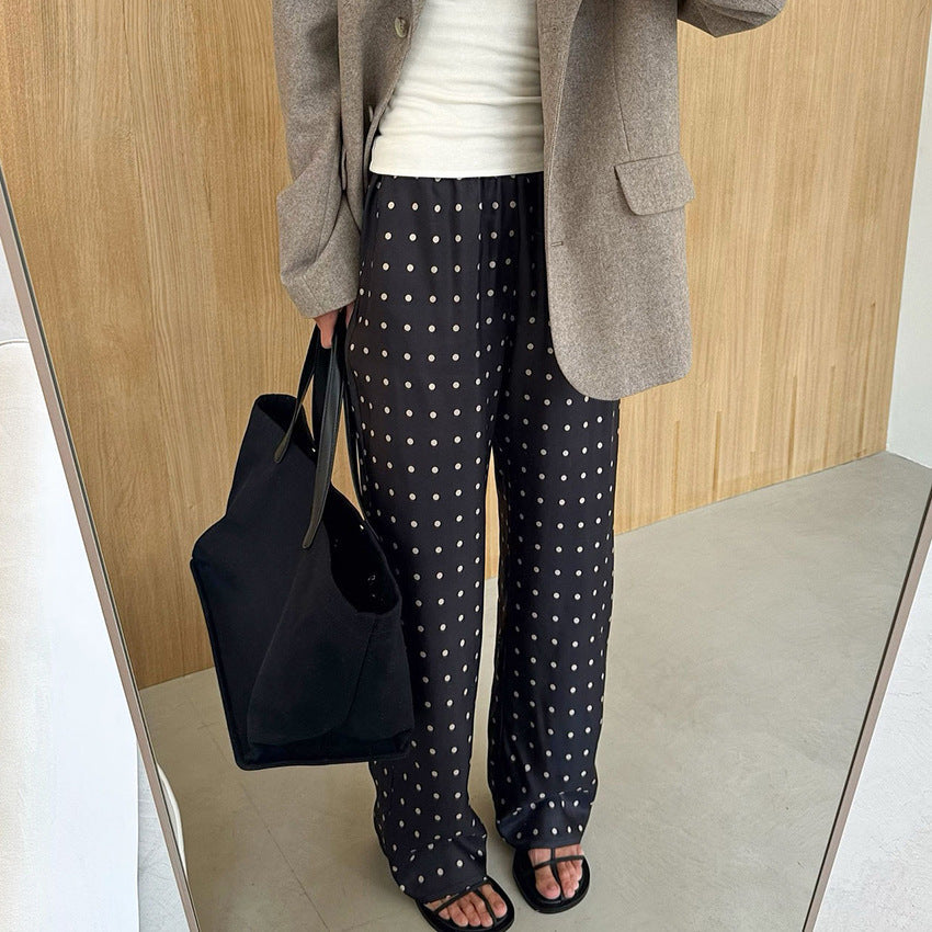 Loose And Comfortable Polka-dot Long Straight-leg Pants