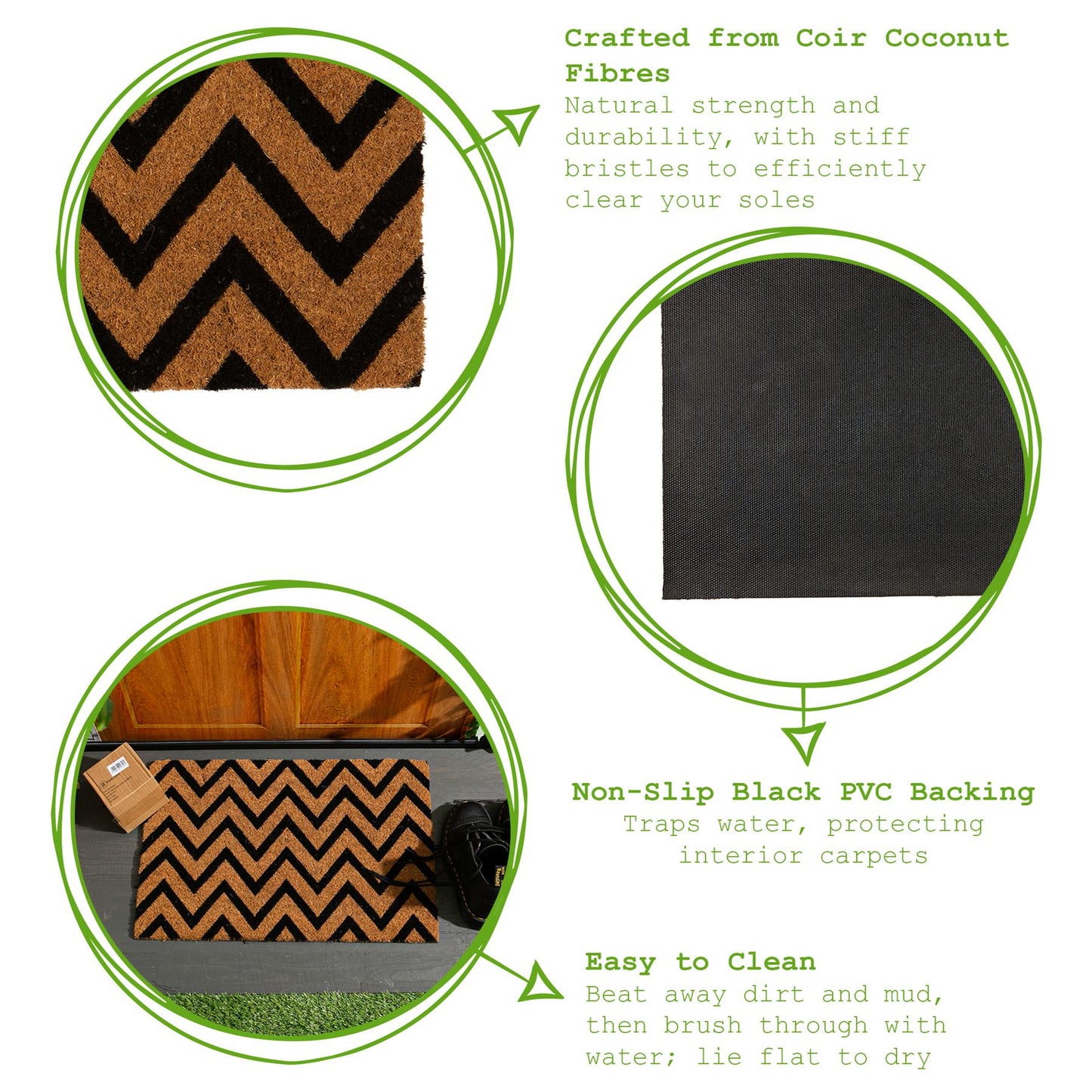 60cm x 40cm Zig Zag Coir Door Mat