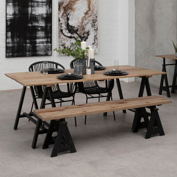 Hampstead Pine Wood And Iron Dining Table