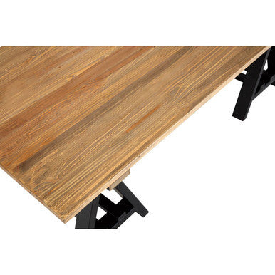 Hampstead Pine Wood and Black Metal Coffee Table