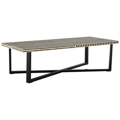 Boho Black and White Bone Inlay Coffee Table