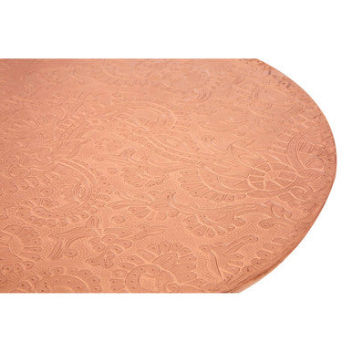 Boho Acacia Wood Side Table with Copper Finish Carved Top