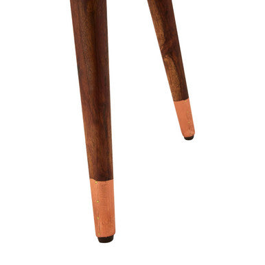 Boho Acacia Wood Side Table with Copper Finish Carved Top
