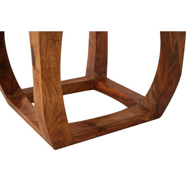 Boho Natural Acacia Wood and Jute Square Stool