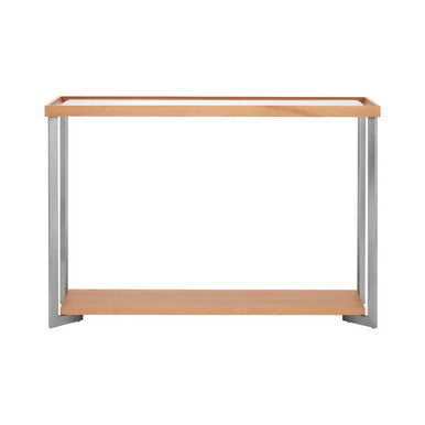 Mirrored Top Console Table with Open Storage Shelf and Silver Metal Frame, Kensington Townhouse