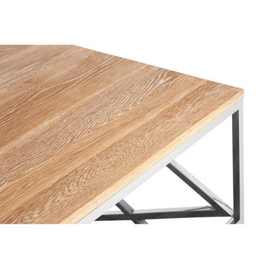 Chiswick Natural Oak Wood Coffee Table with Silver Finish Frame