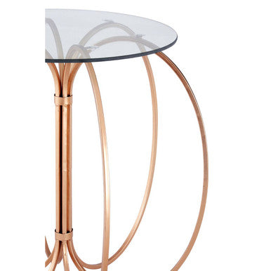 Lexa Rose Gold Finish Side Table with Glass Top