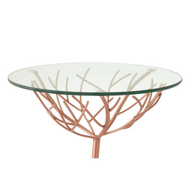 Lexa Rose Gold Finish Branch Design Side Table