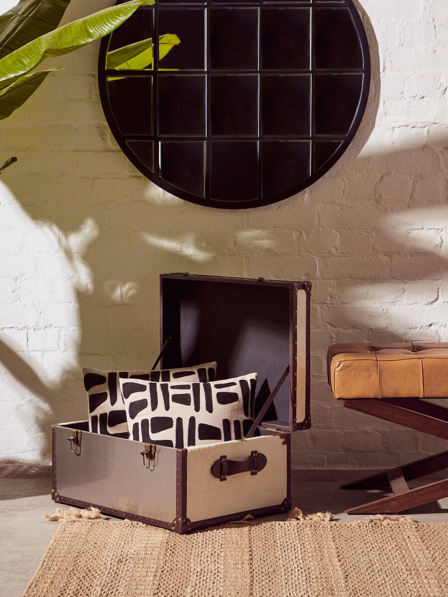 Kensington Townhouse Brown And White Genuine Cowhide Storage Trunk
