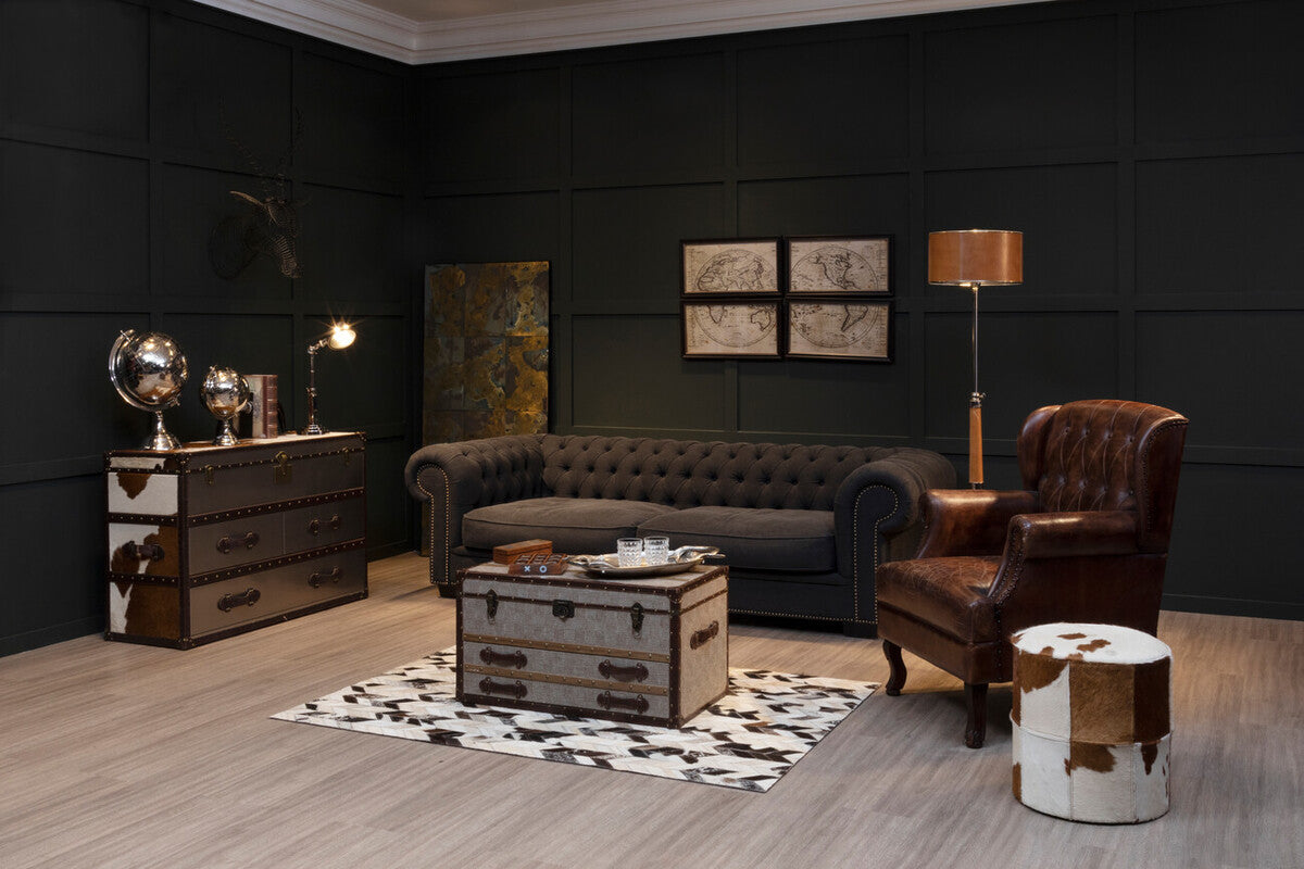 Kensington Townhouse Brown And White Cowhide Cabinet