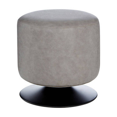 Dalston Ash Grey Leather Effect Stool with Black Finish Base