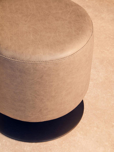 Dalston Ash Grey Leather Effect Stool with Black Finish Base