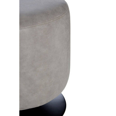 Dalston Ash Grey Leather Effect Stool with Black Finish Base